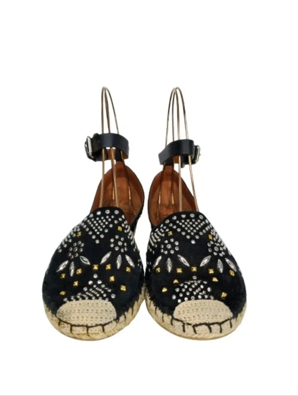 Valentino Garavani Black Suede Embellished Espadrille Flats